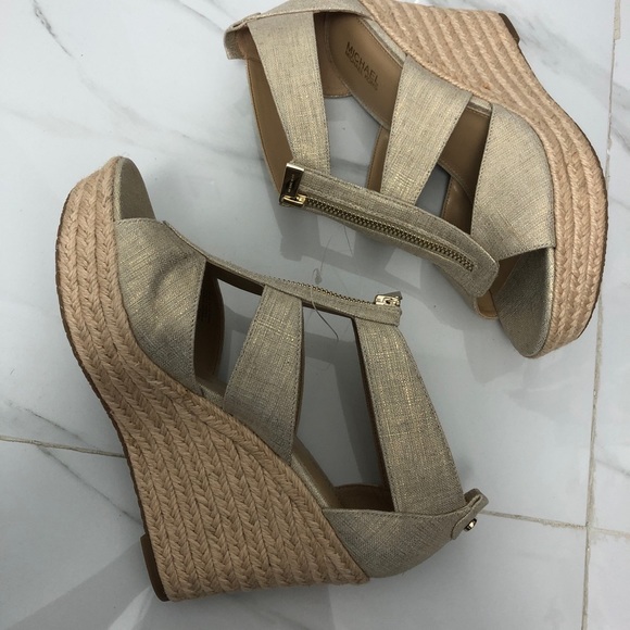 Michael Kors Berkley Espadrille Wegde light gold 10 - Picture 7 of 9